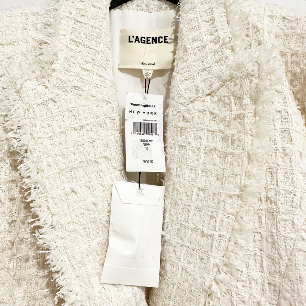 NWT L'Agence Kaisley Tweed Blazer in Vintage White Size 10 - Picture 14 of 16